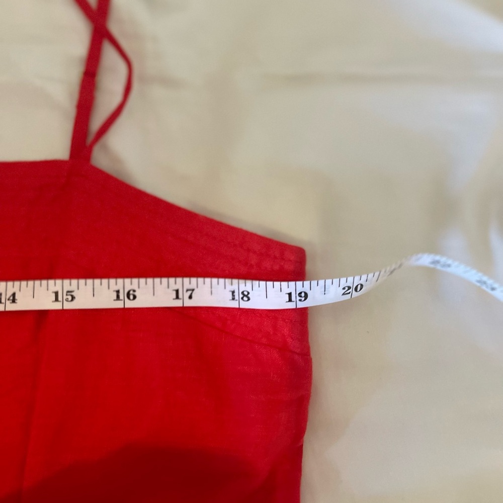 Cropped Red Jumpsuit with Belt - Picture 7 of 8
